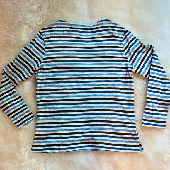 Todd Snyder Nautical Striped Shirt Tee Top Blue Breton Boat Neck - Picture 3 of 3
